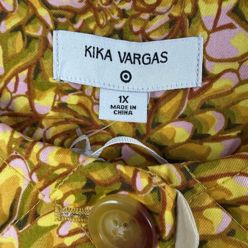 Kika Vargas x Target NEW 1X Yellow Gold Mum Floral Quilted Jacket Barrel Sleeve - Picture 9 of 14